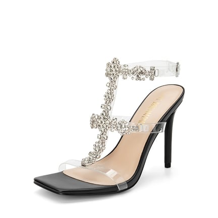 Jeweled clear heels shop